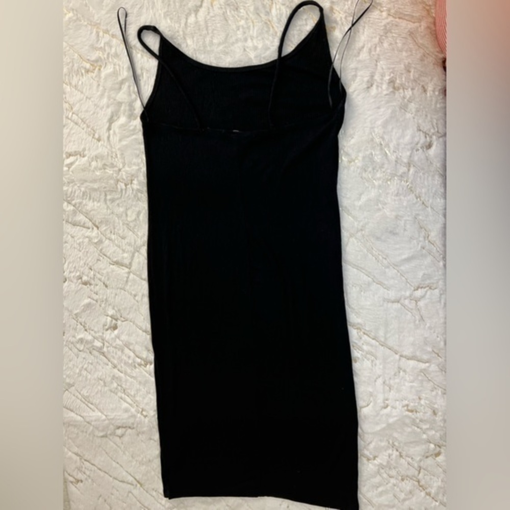 H&M Spaghetti Strap Ribbed Bodycon Midi Black Dress Size L